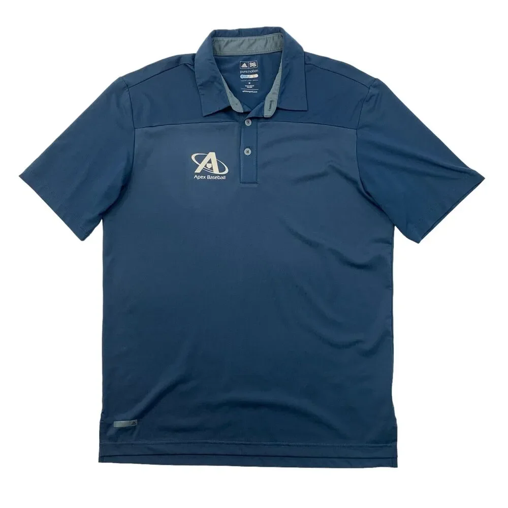Adidas Golf Shirt Mens M Medium Cadet Blue PureMotion Cool Max Apex Baseball